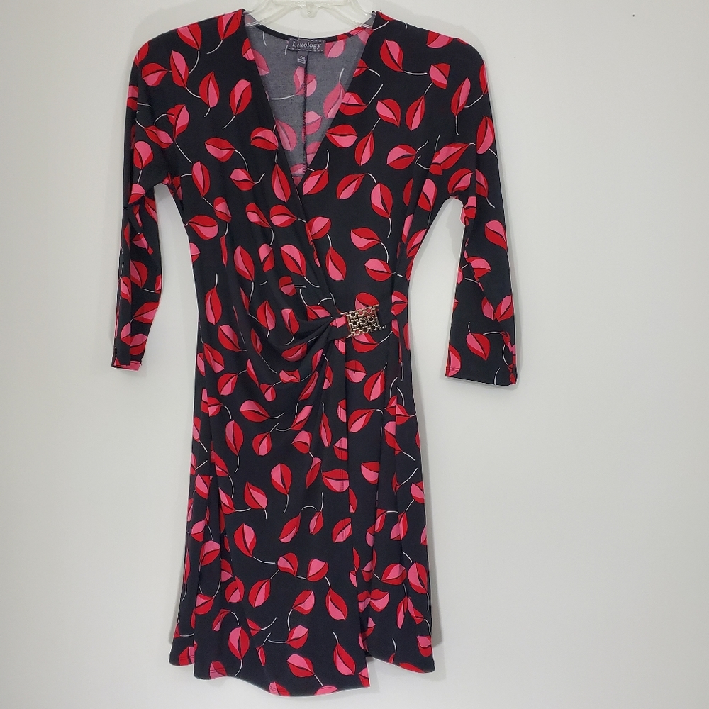 Luxology Lips Wrap Style Dress, Size PM
